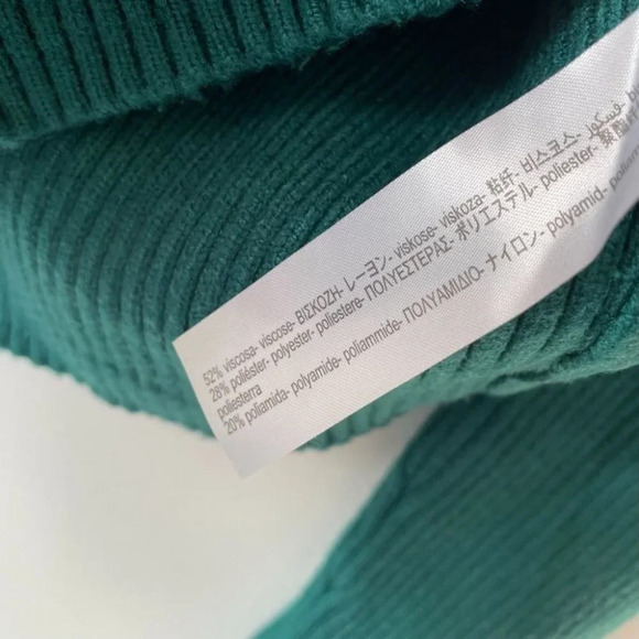 Zara Polo Collared Ribbed Snap Button  Knit Long Sleeve Sweater Shirt Green Sz S - Picture 8 of 8